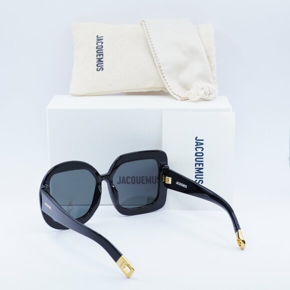 Jacquemus CARRE ROND JAC/10 C1 Sunglasses Black Geometric Frame, Grey Lenses - Picture 12 of 12
